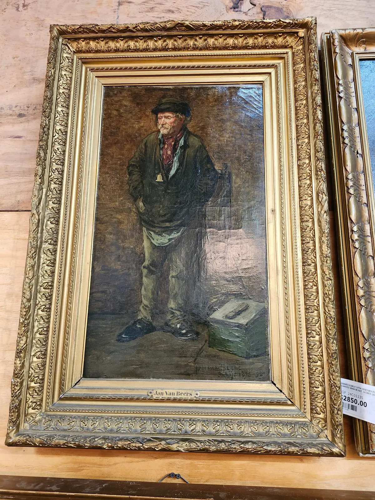 Framed Early 19Th Century Portrait Of A Bearded Man In Hat  Signed Jan Van Beers 1