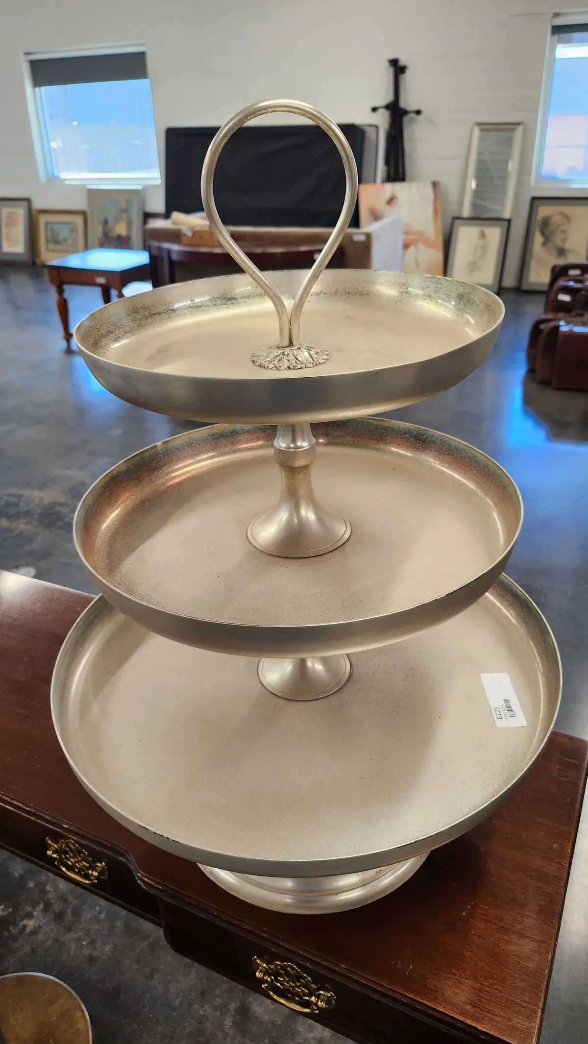Silver Plate Tiered Serever Tray Large 1