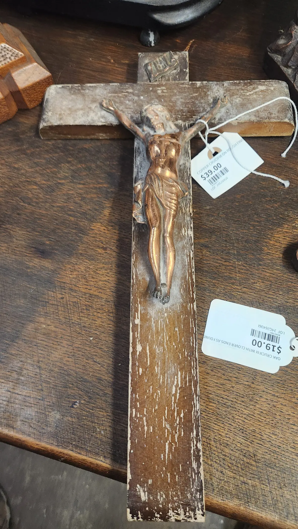 Copper Crucifix On Rough Finish 1