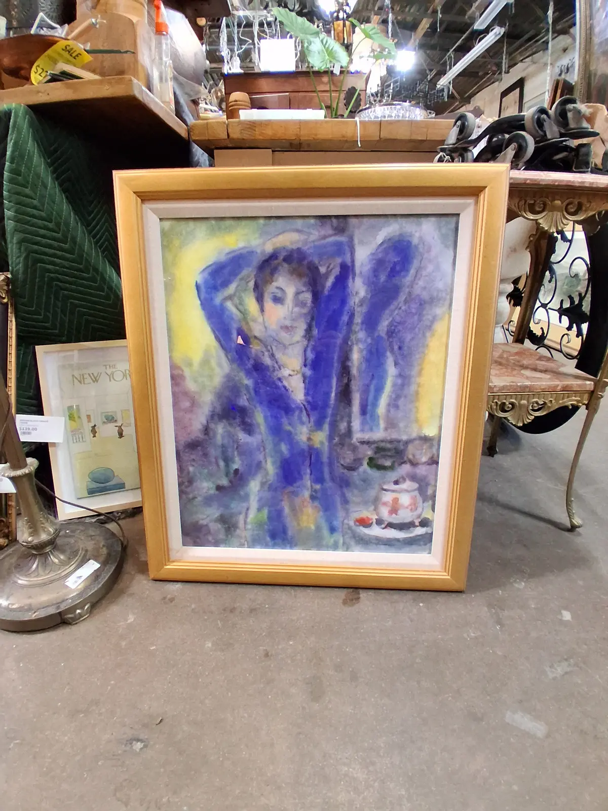 Artist Signed Pastel Portrait Circa 1995 "Reflections In Blue" 1
