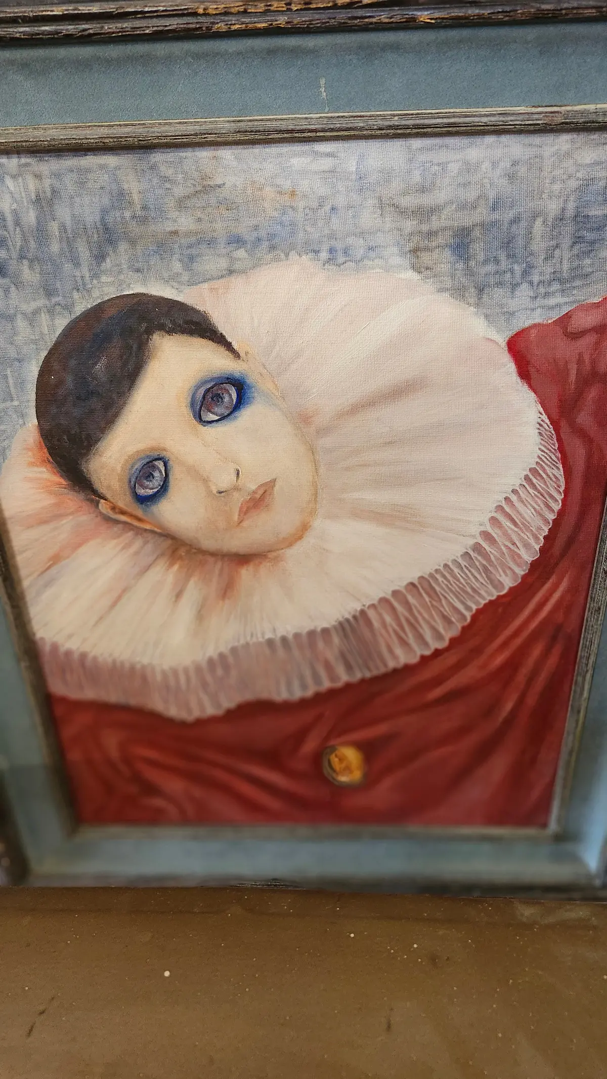 Rustic Framed Clown Painting 1