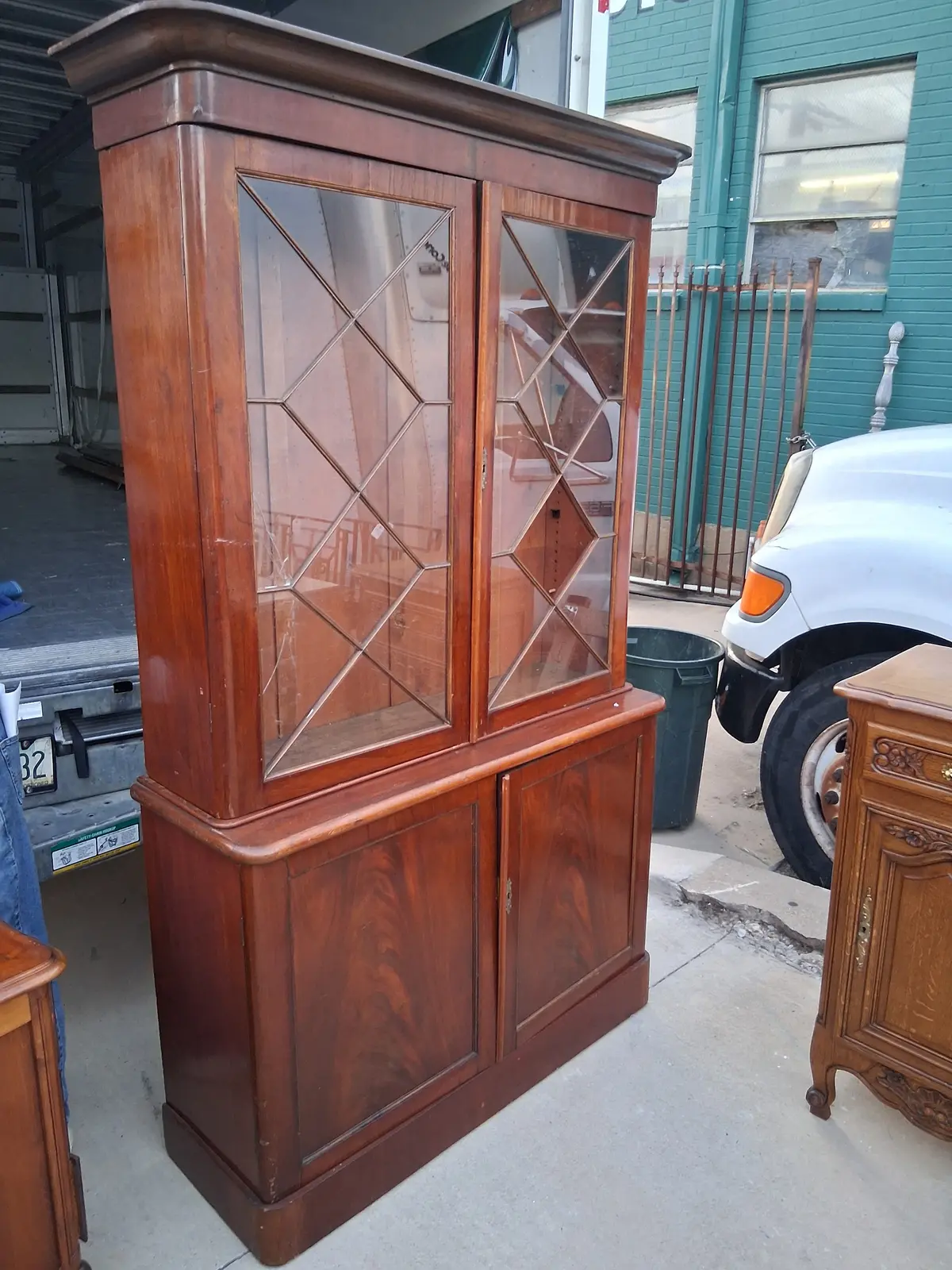 English Mahogany Bookcase On Cabinet 1