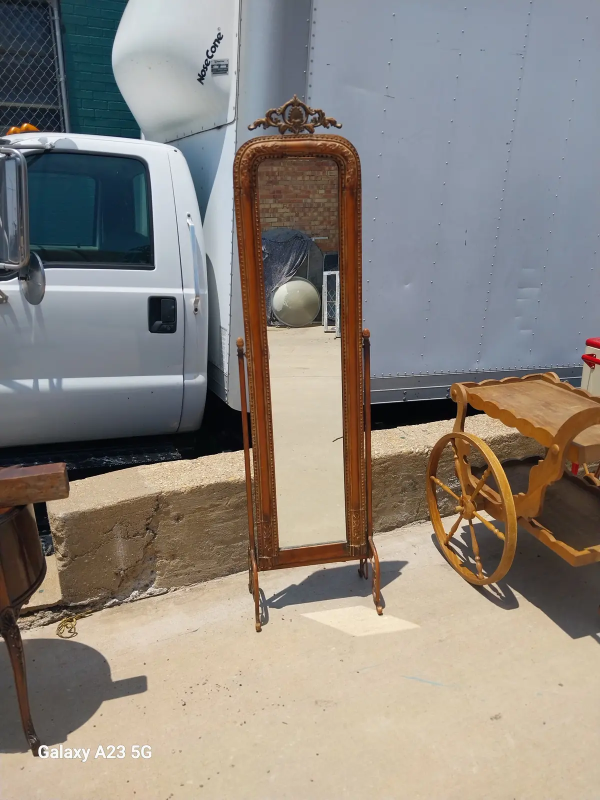 Narrow Metal Cheval Mirror 1