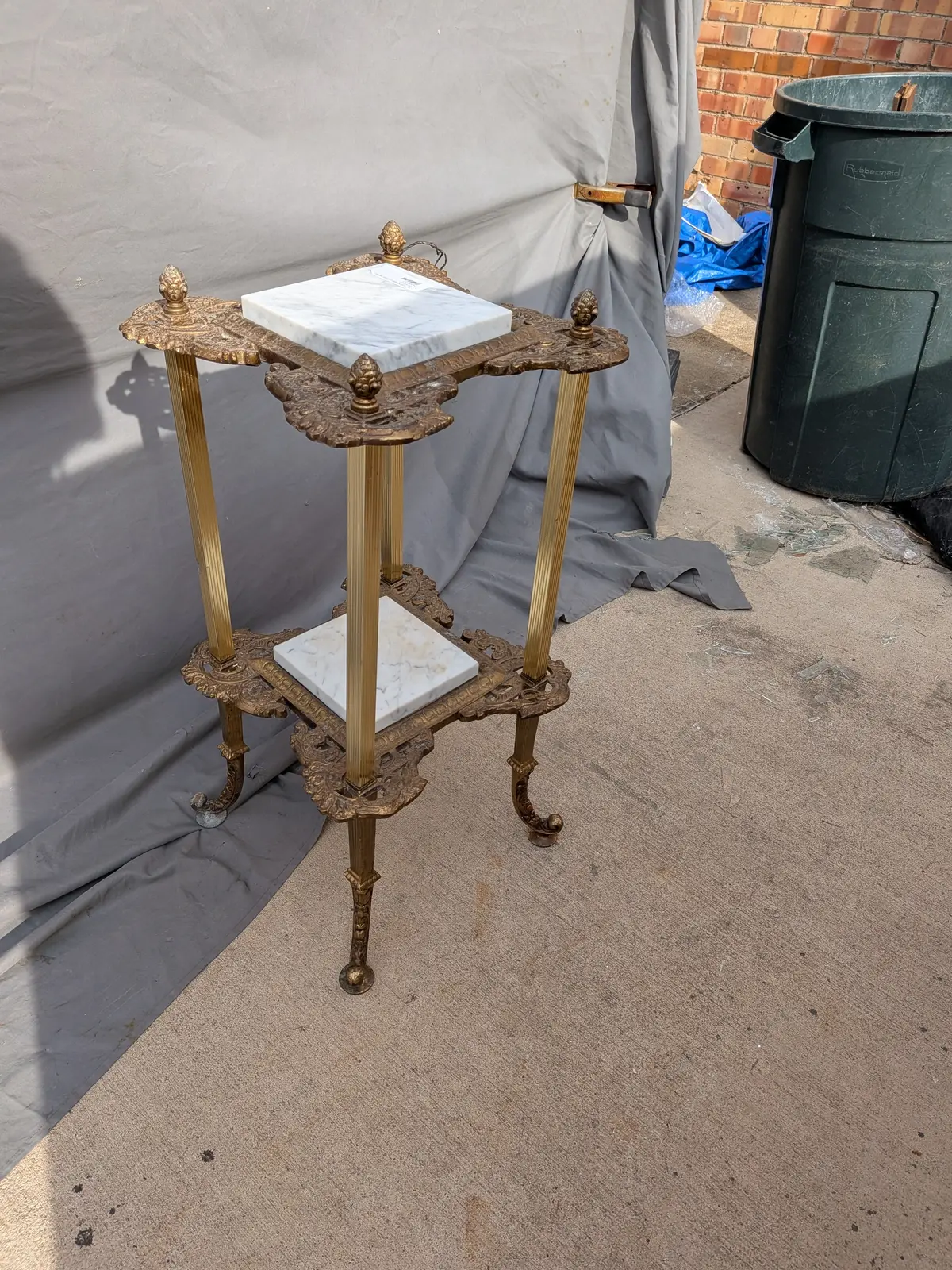 Victorian Brass Base Marble Top Stand 1