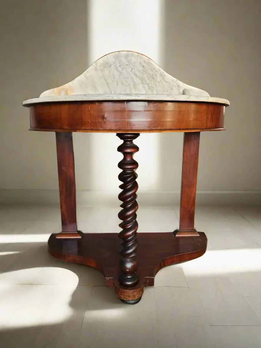 Marble Top Demi Lune Wash Stand As Found 1