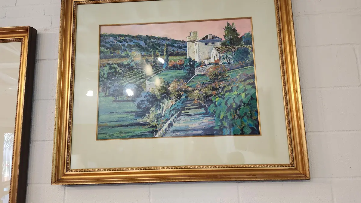 Large Gold Framed Vinyard With House Giclee, 77/275 1