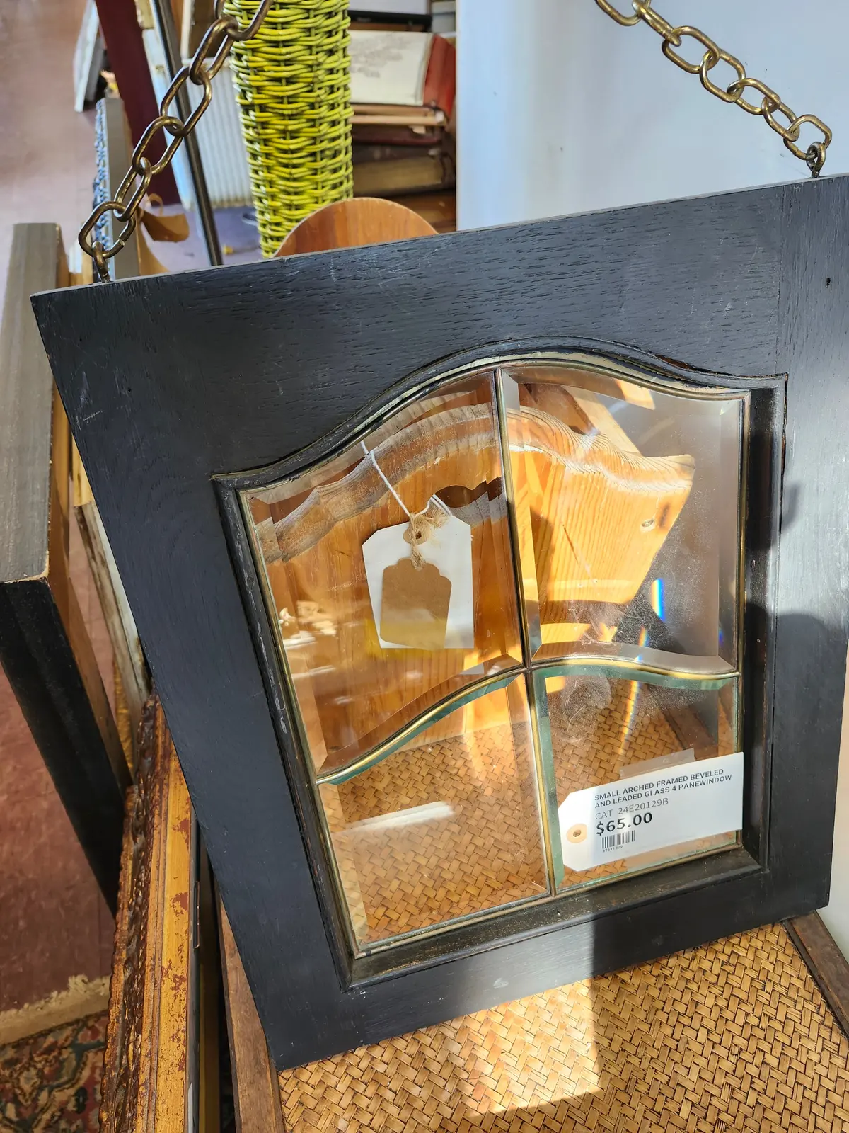 Each Small Arched Framed Beveled And Leaded Glass  Pane Window 1