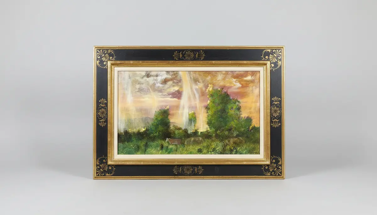 Framed Landscape Oil Painting Of A Storm Signed Jackson Hensley 1
