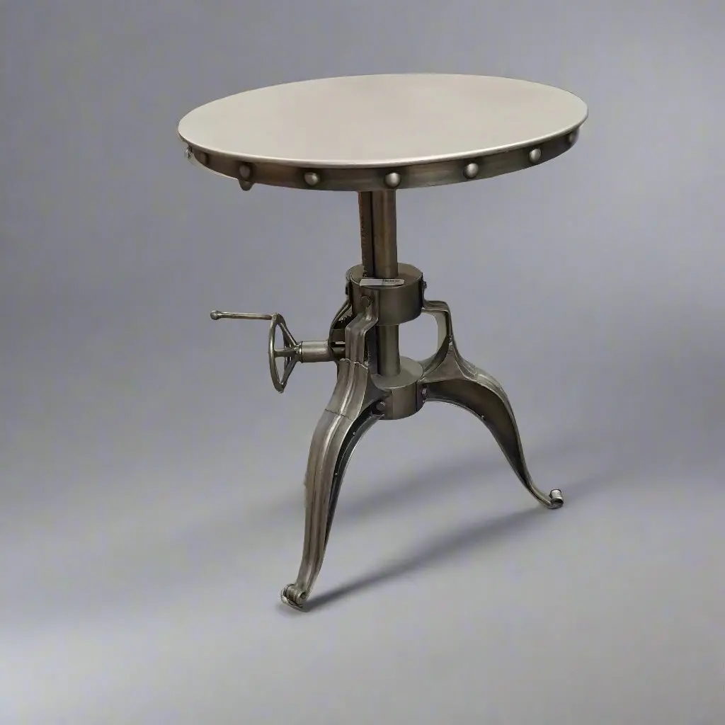 Small Round Metal Adjustable Crank Table 1