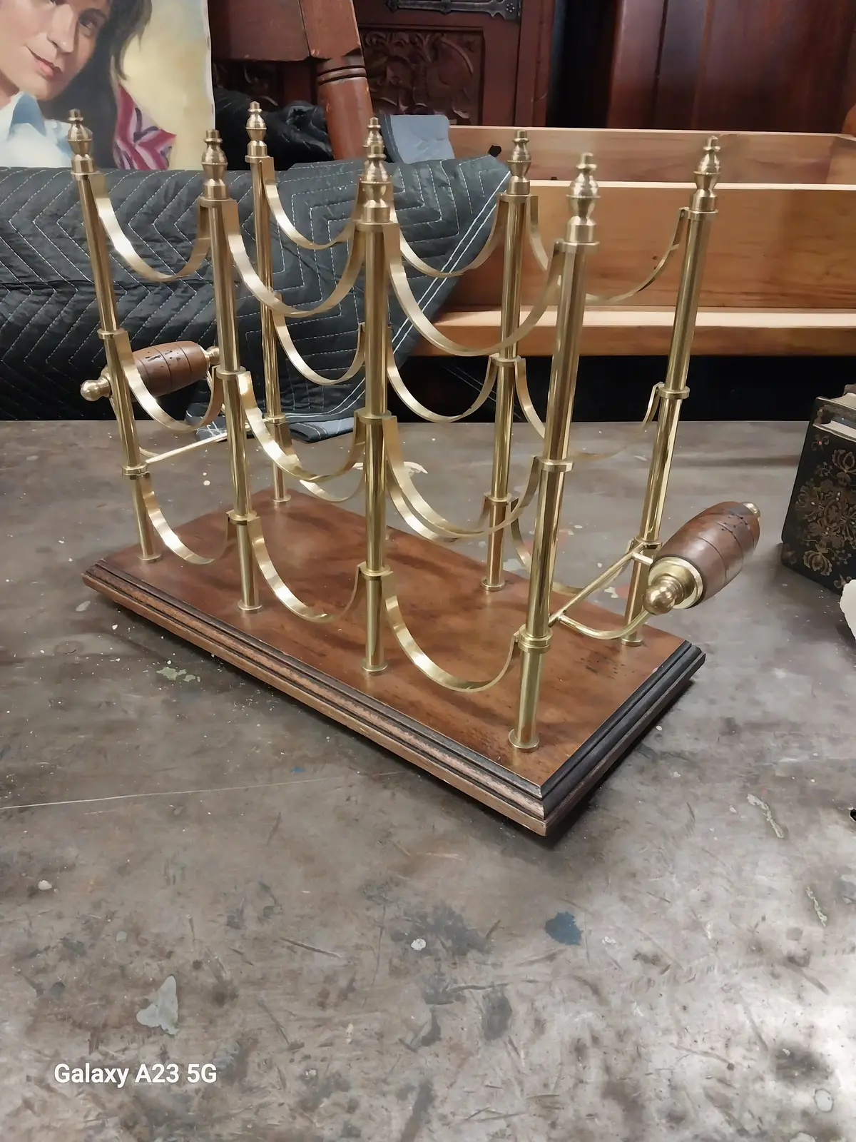 Italian Brass And Wood Wine Rack 1