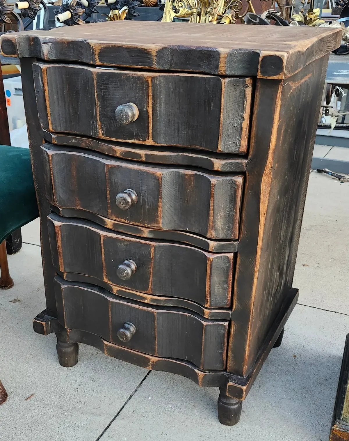 Four Drawer Dark Pine Small Heavy Chest 1