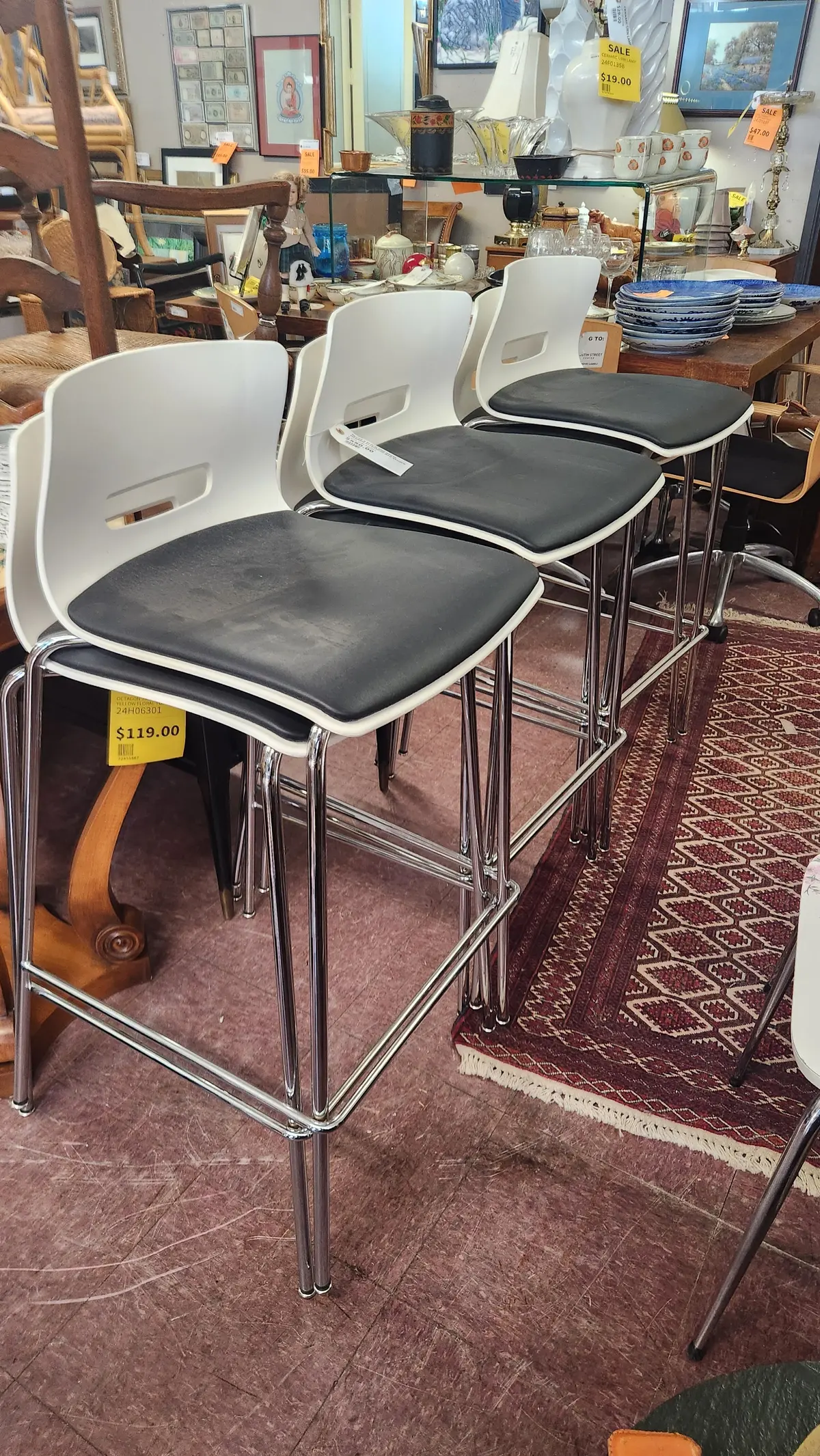 Set Of 6 Black And White Modern Allermuir Bar Stools 1