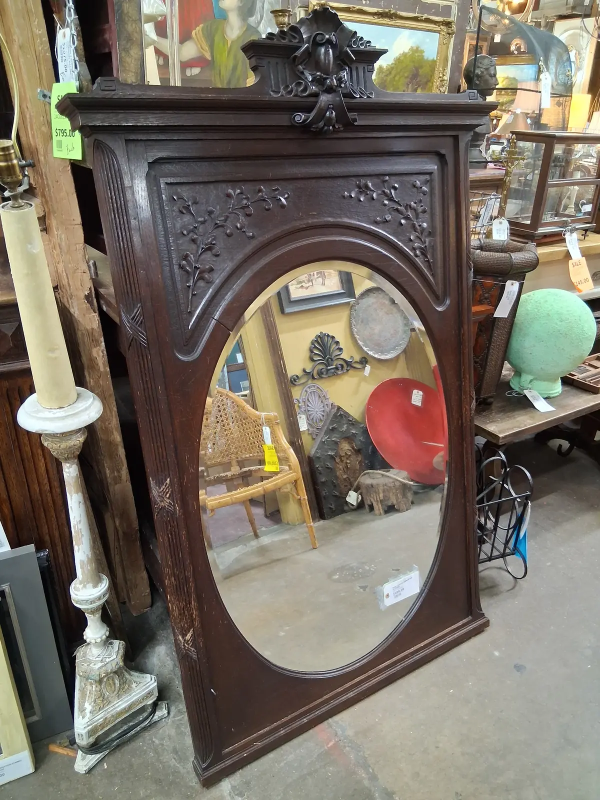 Oval Louis Xvi Mirror Oak As Found 1