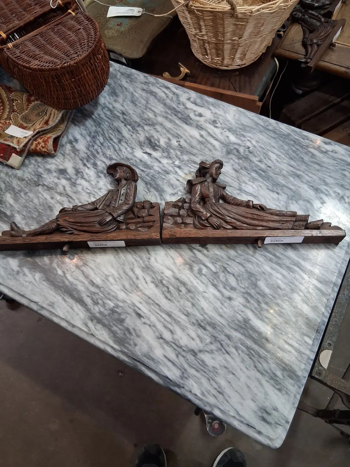 Pair Of Brittany Carved Pediments 1 Of 2 1