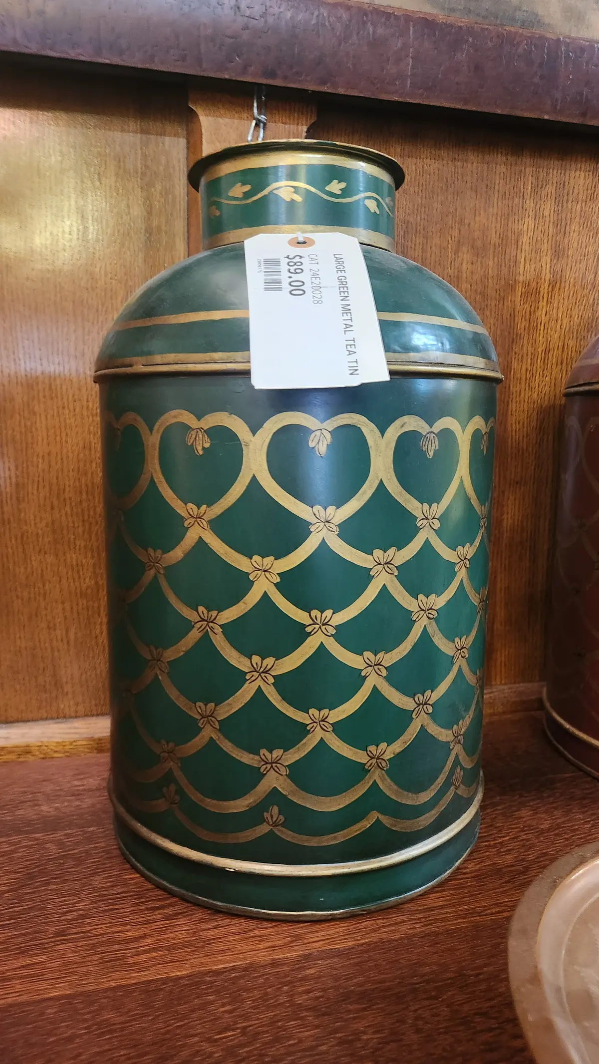 Large Green Metal Tea Tin 1