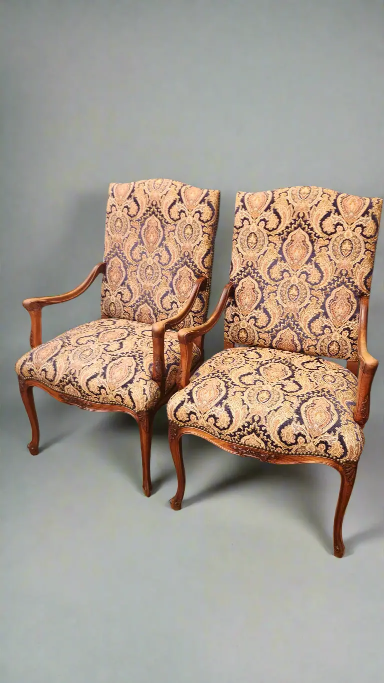Pair Of Louis Xv High Back Fauteil Chairs 1