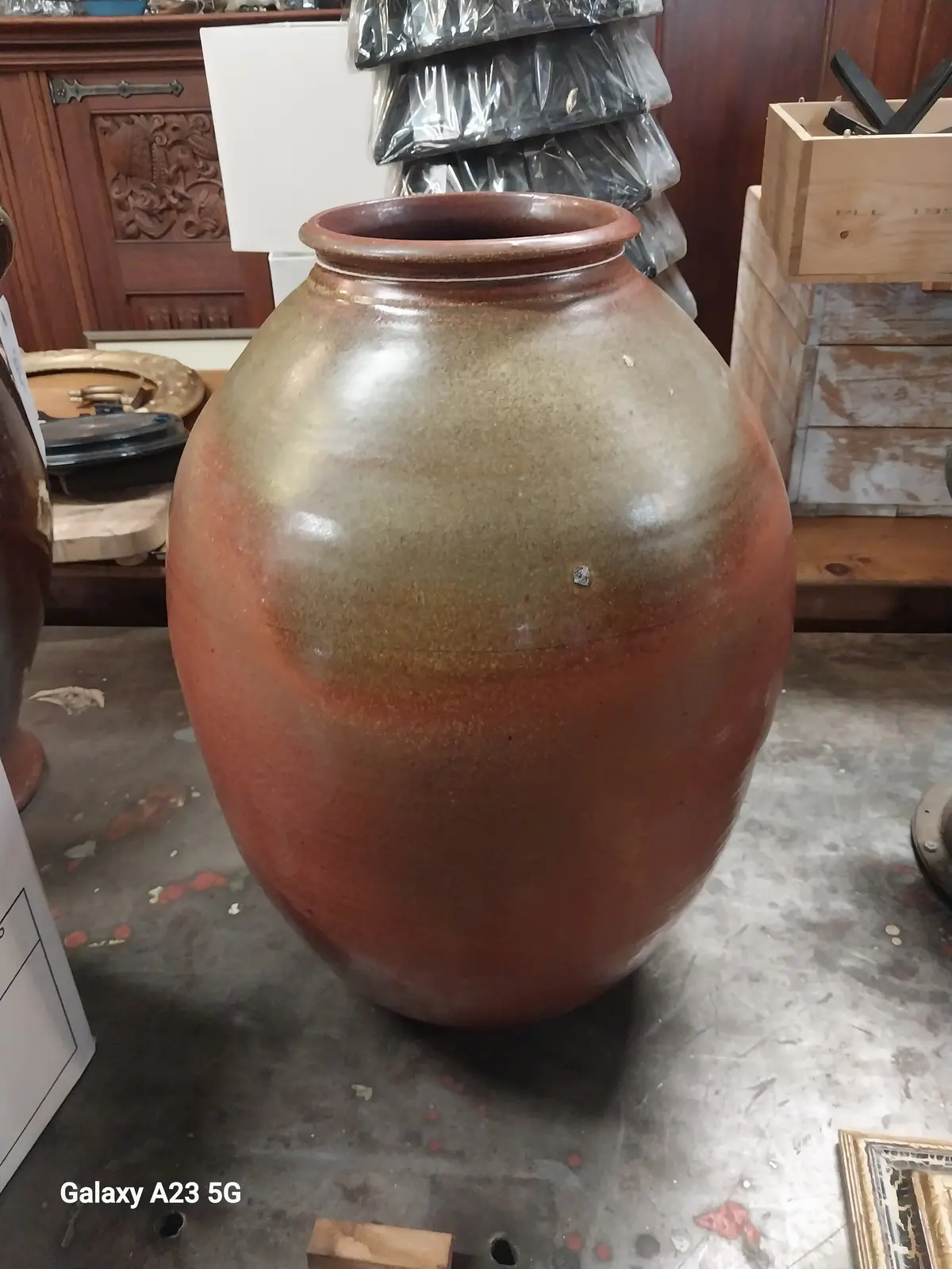 Large Multi Colored Glazed Jar 1