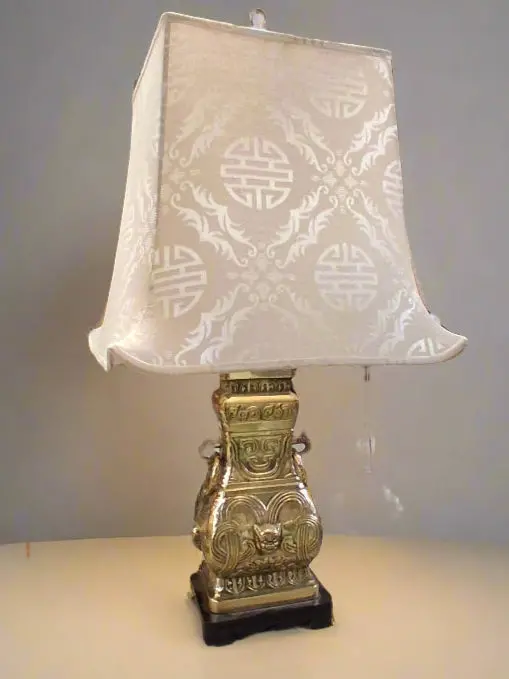 Heavy Brass Asin Style Lamp With Unique Shade 1