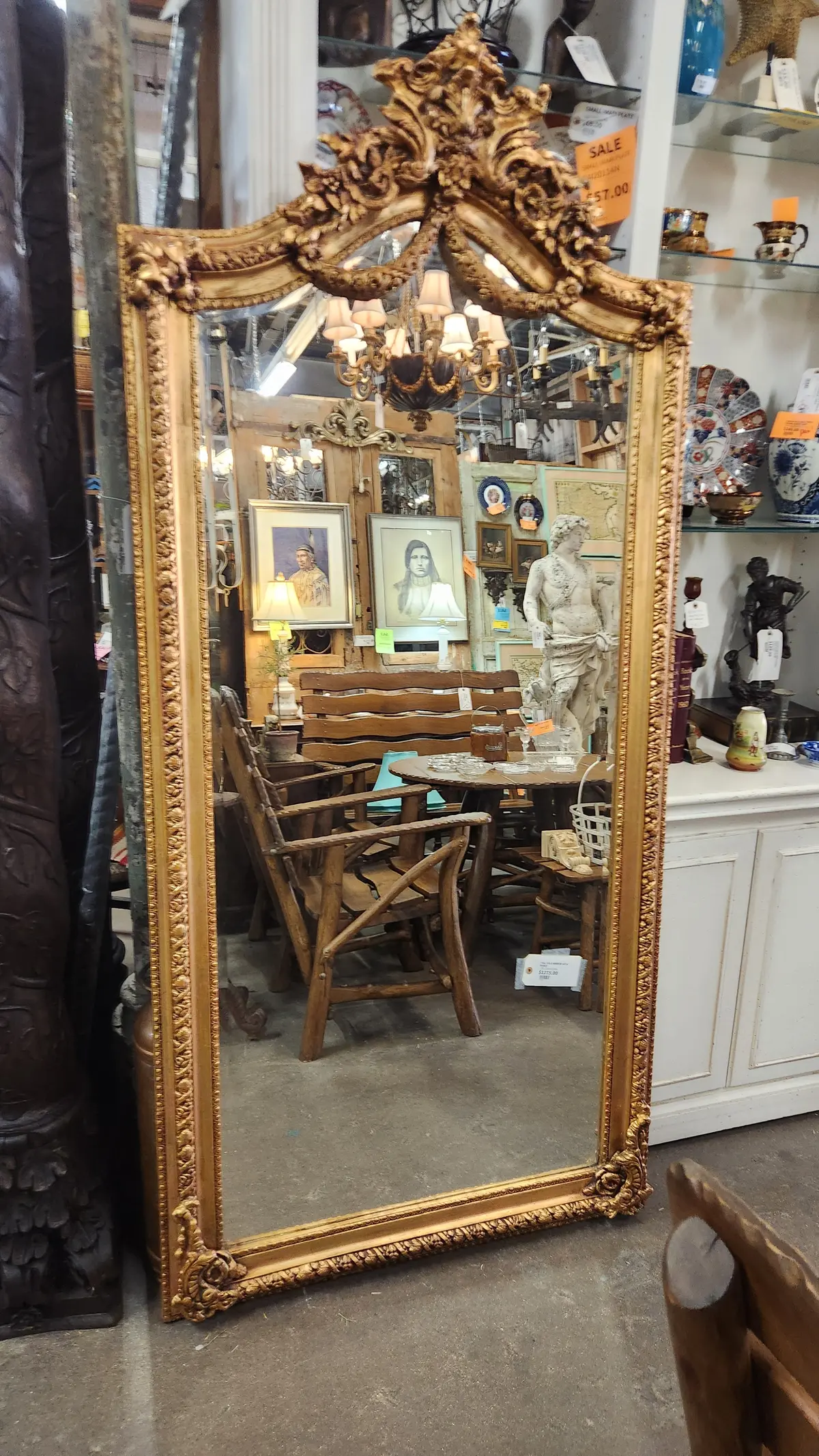 Tall Gold Mirror With Roses 1