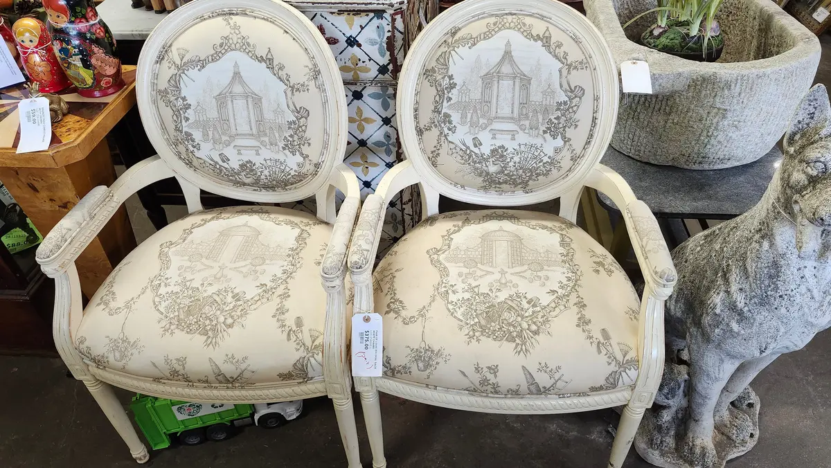 Pair Of Louis Xvi Oval Back White Chairs 1