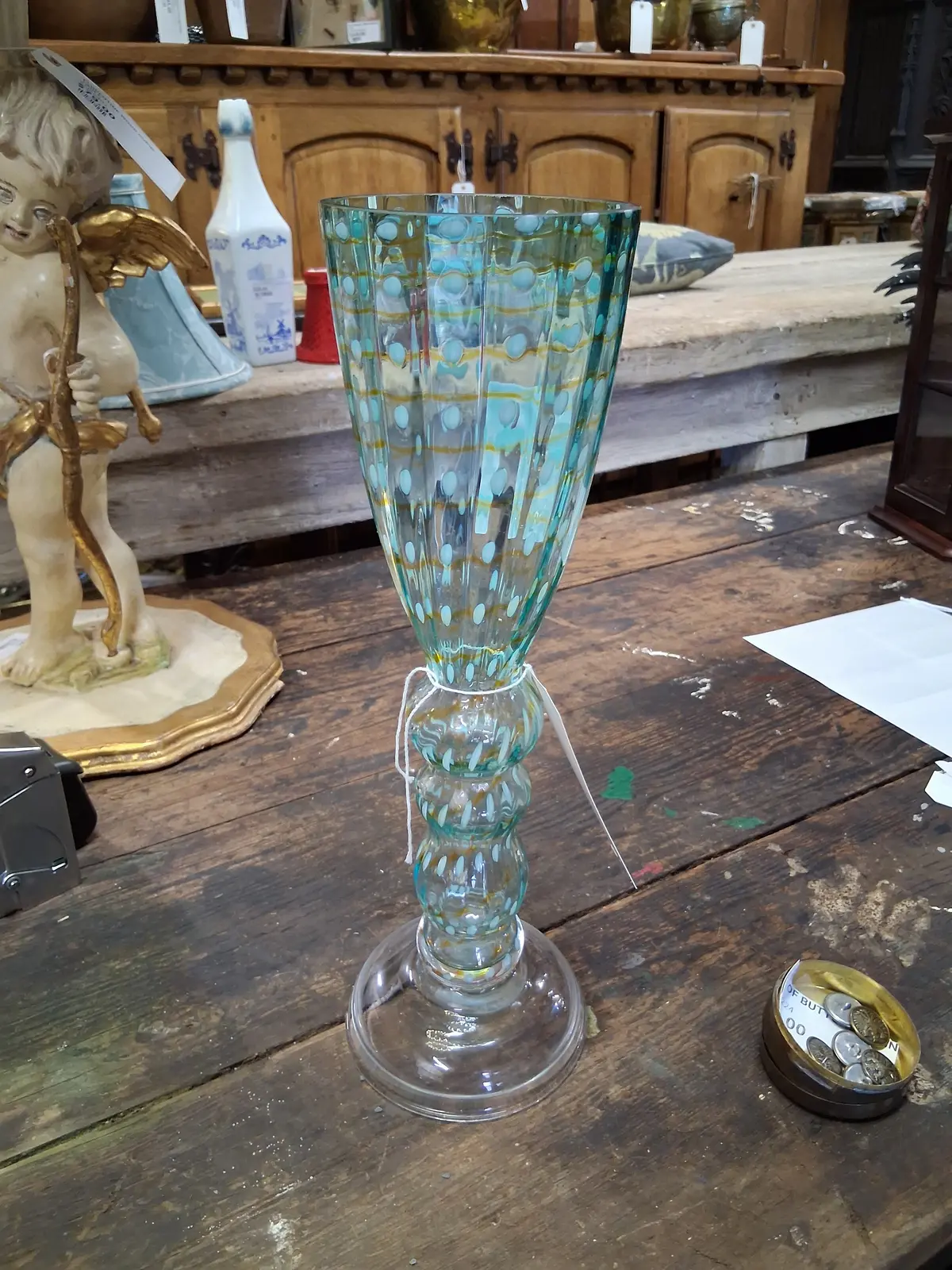 Tall Art Glass Dot Vase 1