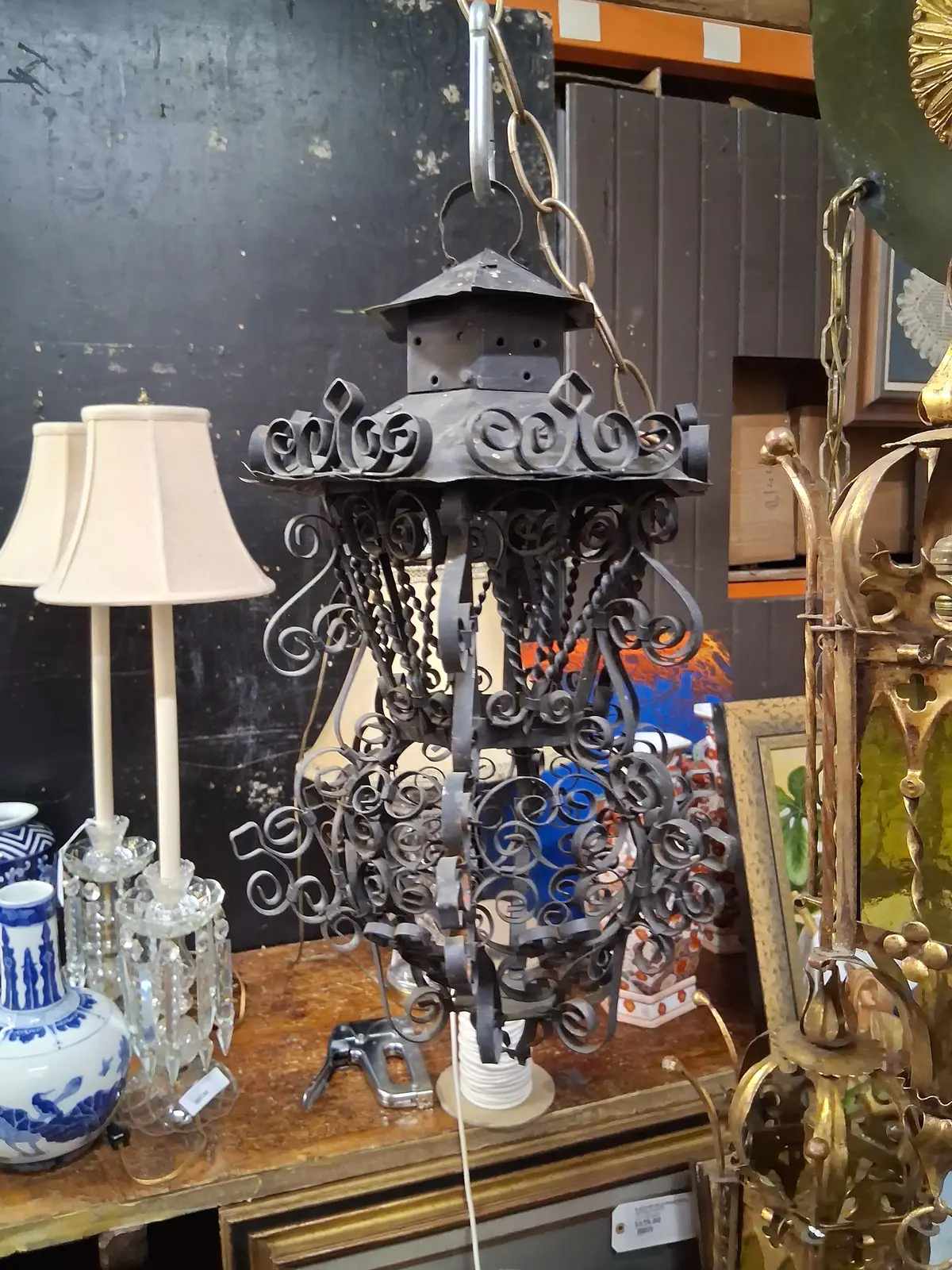 Small Black Twist Iron Hanging Light 1