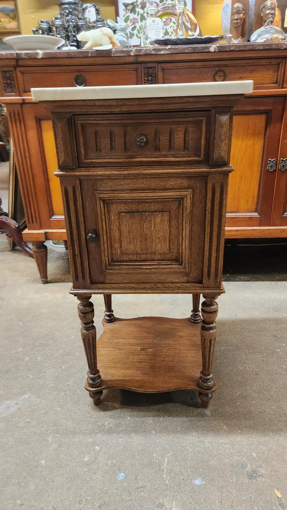 White Marble Top Night Stand 1