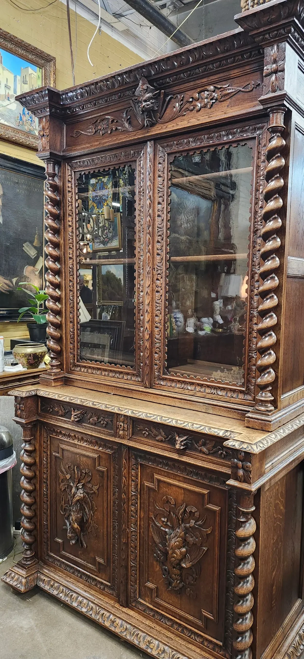 Carved Oak Barley Twist Bookcase 1