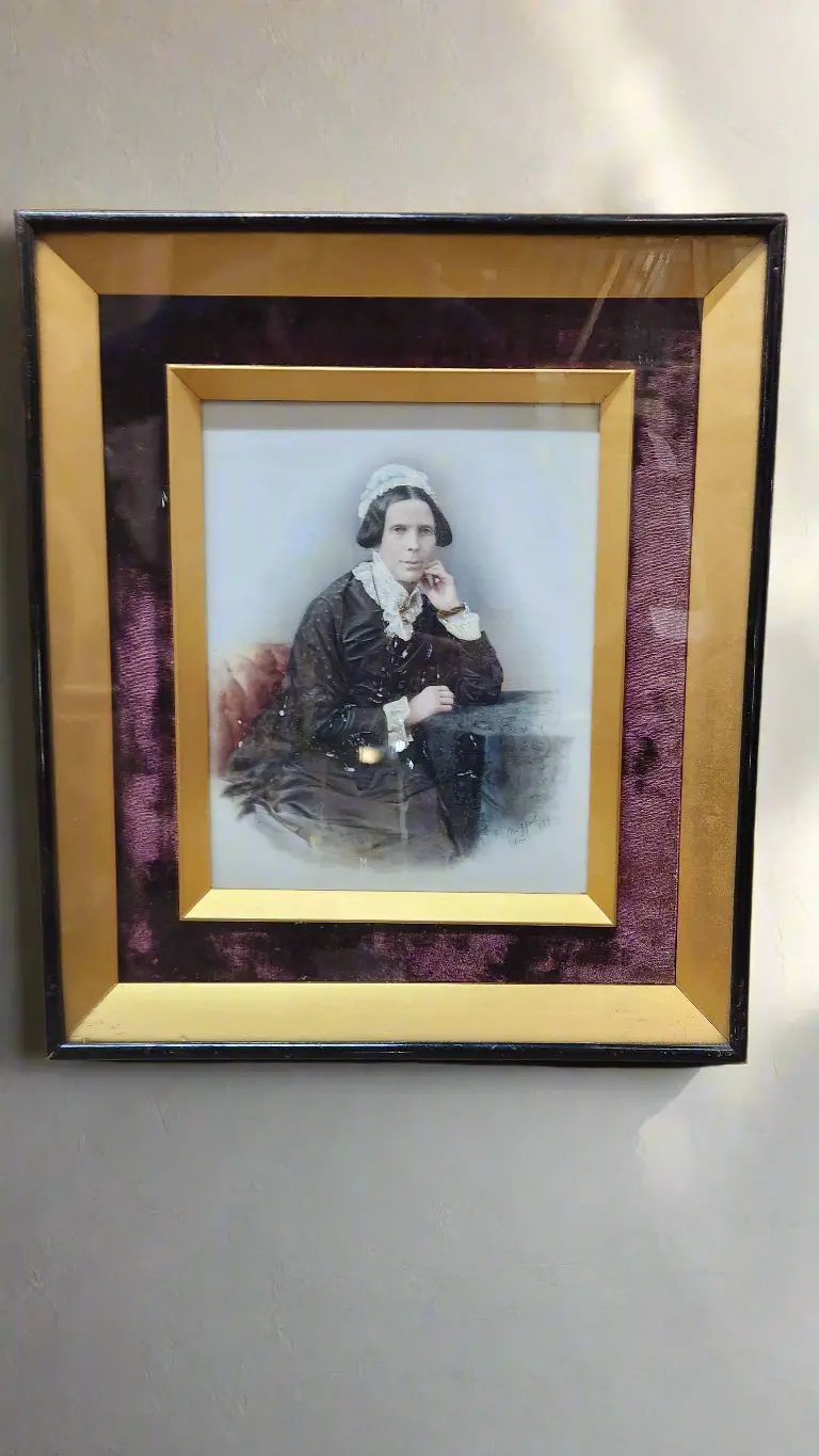 19Th Century Lady Portrait Painting On Porcelain Signed Moffet 1883 1