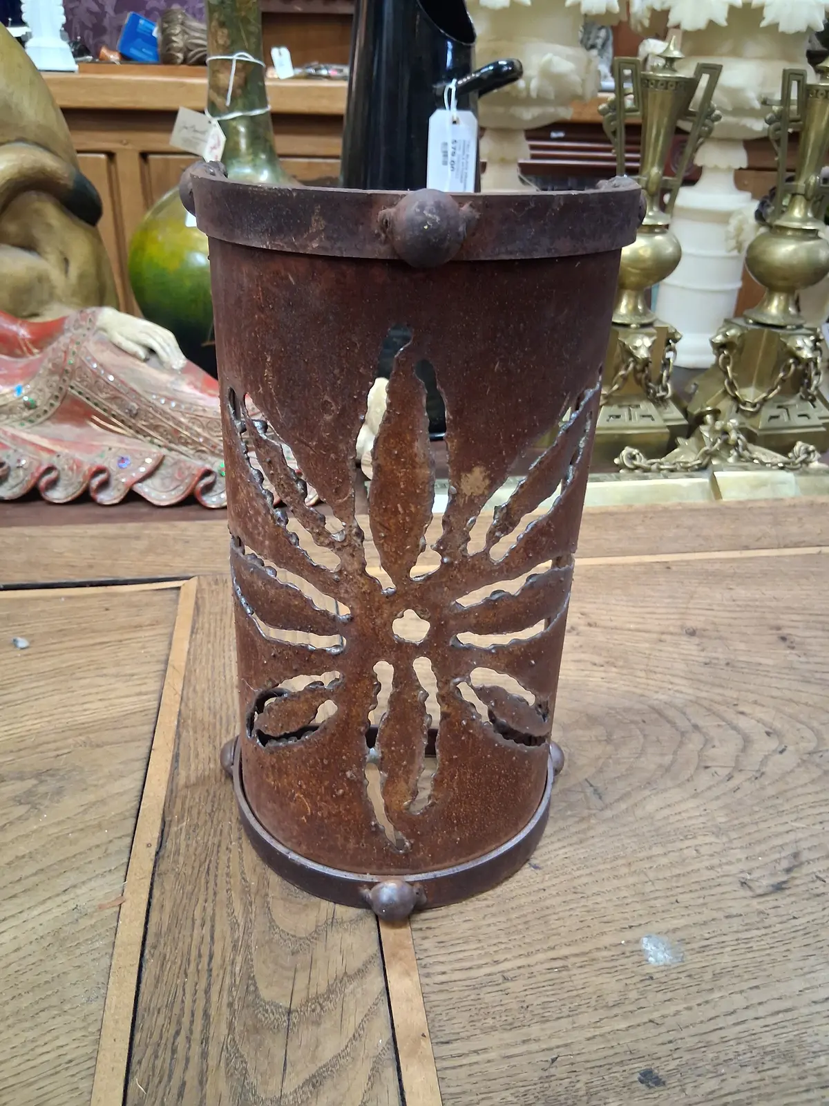 Peirced Rusty Iron Sconce Cover 1
