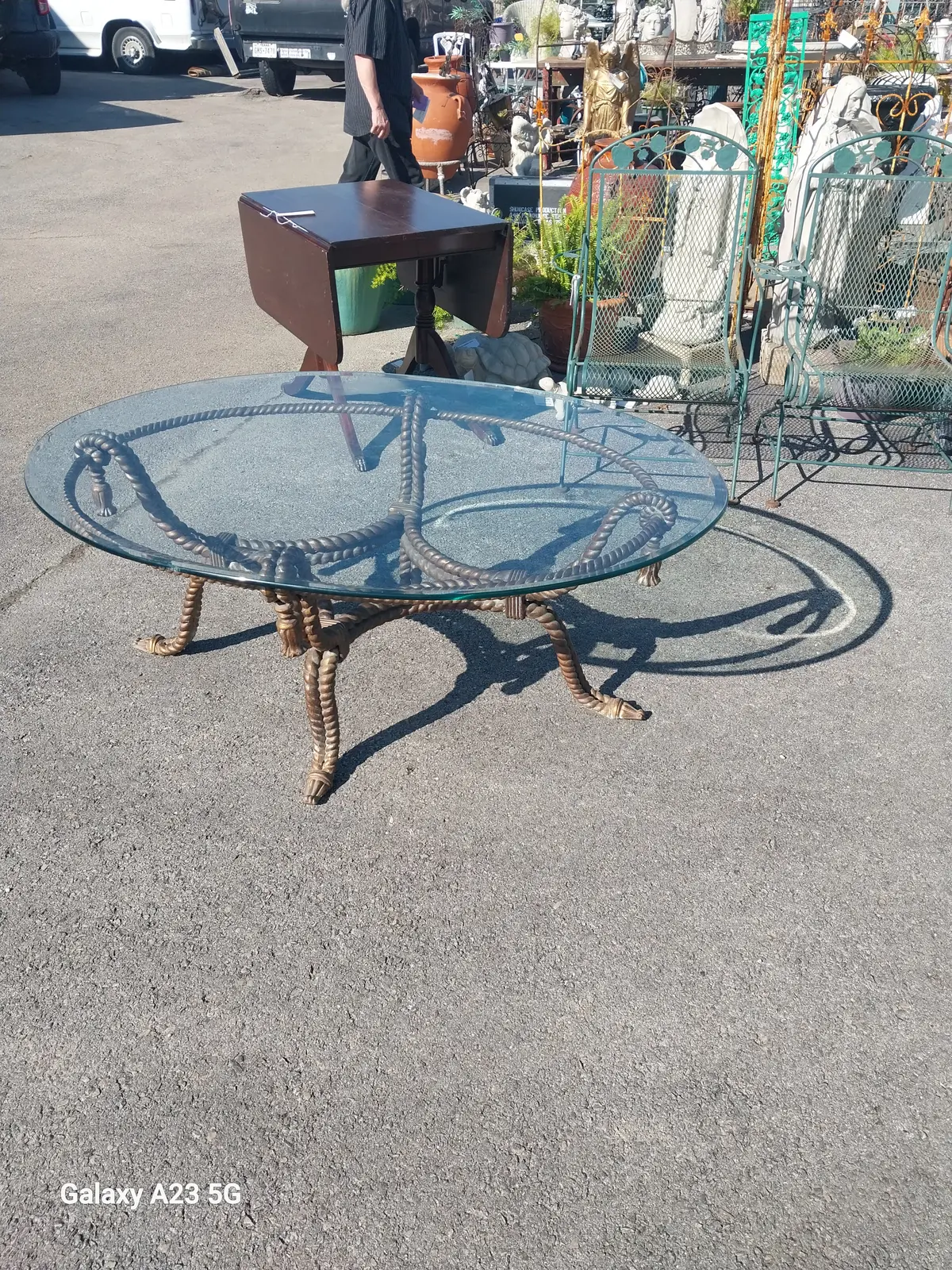 Twist Base Hollywood Regency Glass Top Oval Coffee Table 1