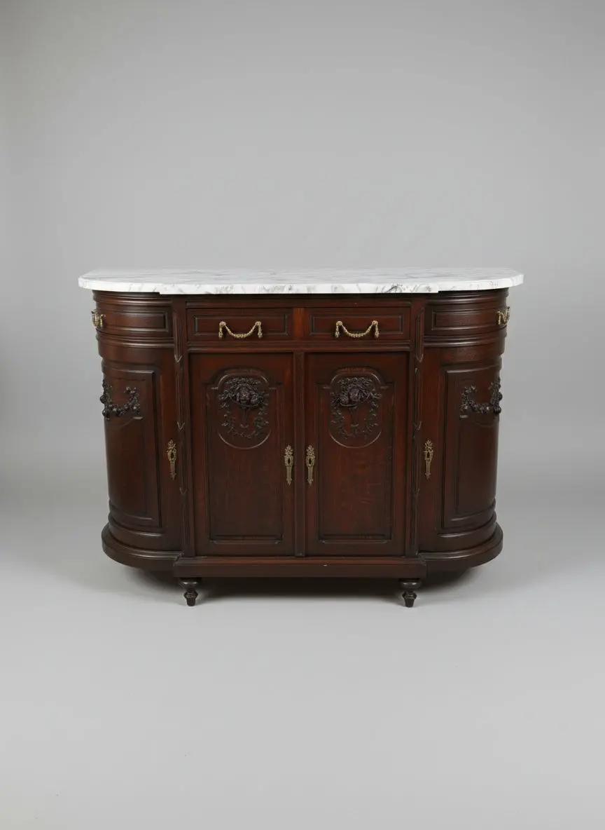 Louis Xvi White Marble Top Curved Server 1