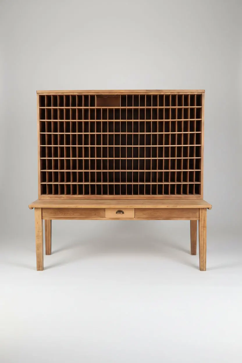Large Raw Birch Postal Sorting Cabinet 1