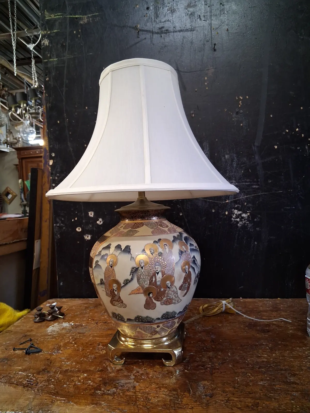 Japanese Satsuma Vase Lamp With Shade 1