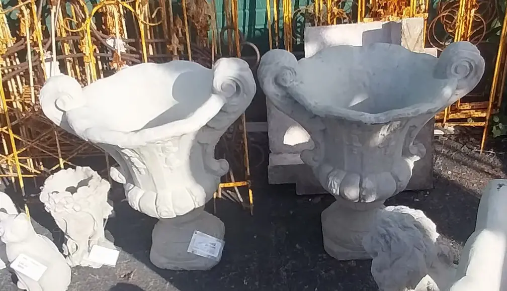 Pair Of Urn Style Concrete Planters 1
