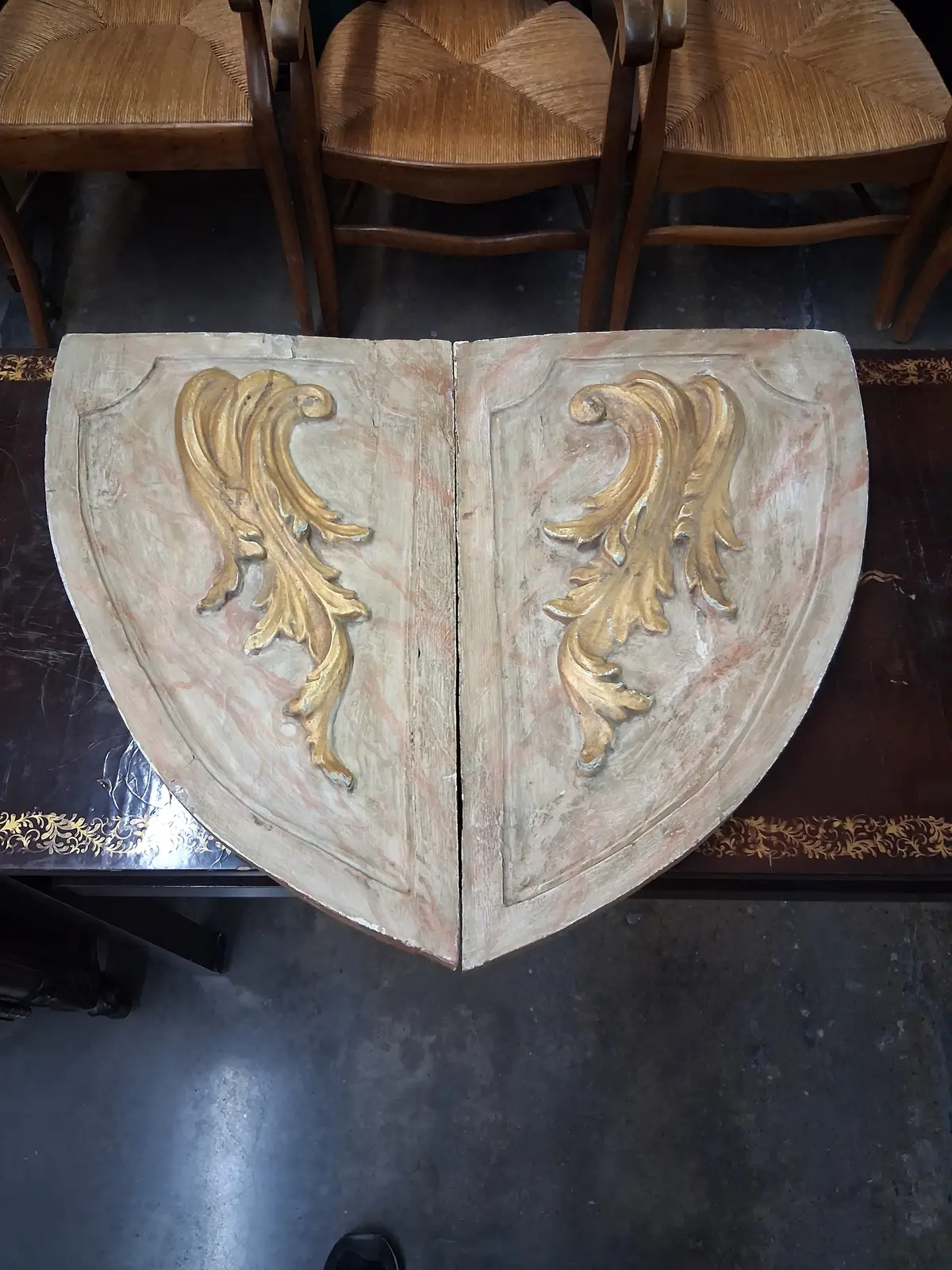 Antique Arched Panels With Gold Leafy Decor 1
