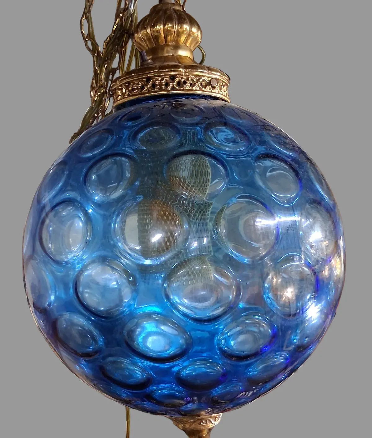 Vintage Blue Sphere Hanging Light 1