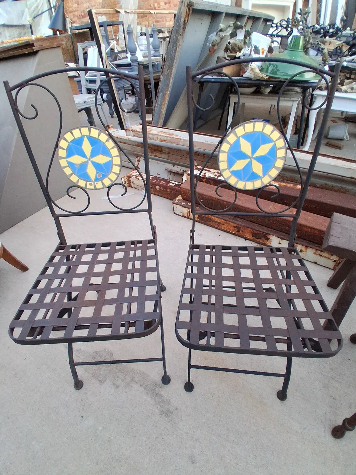Mosaic Top Iron Patio Table With 2 Chairs 1