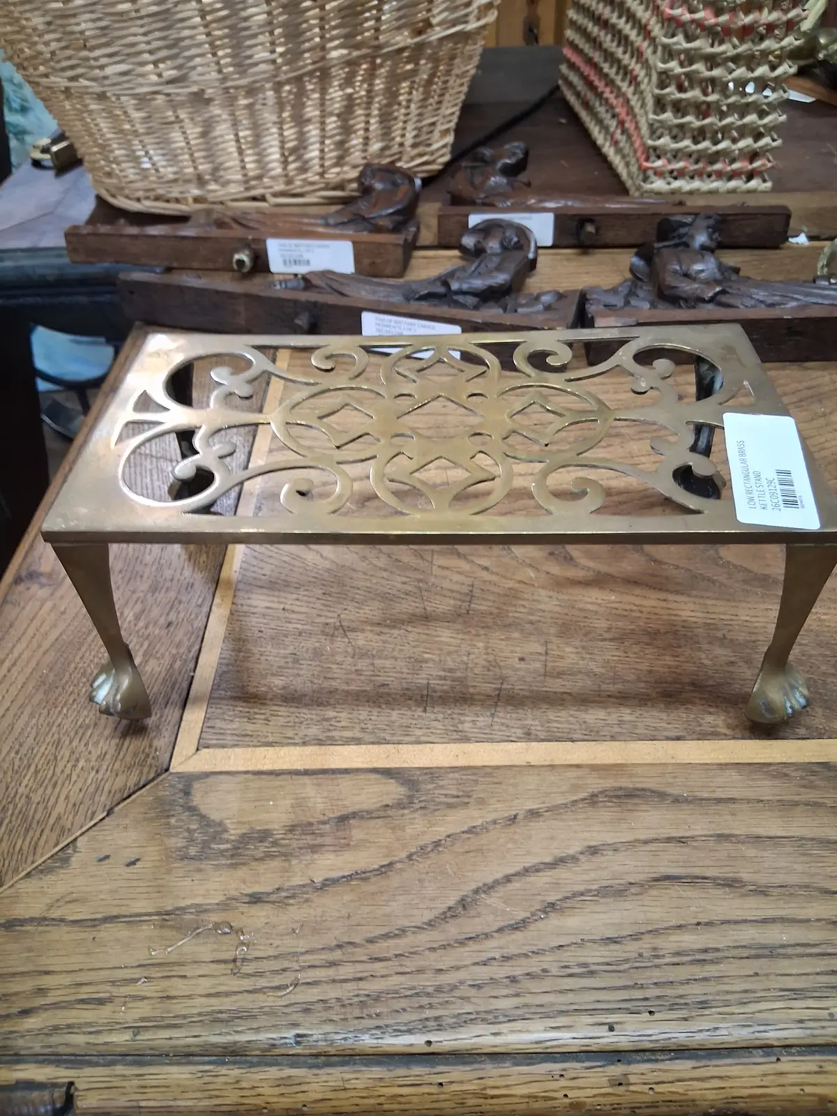 Low Rectangular Brass Kettle Stand 1
