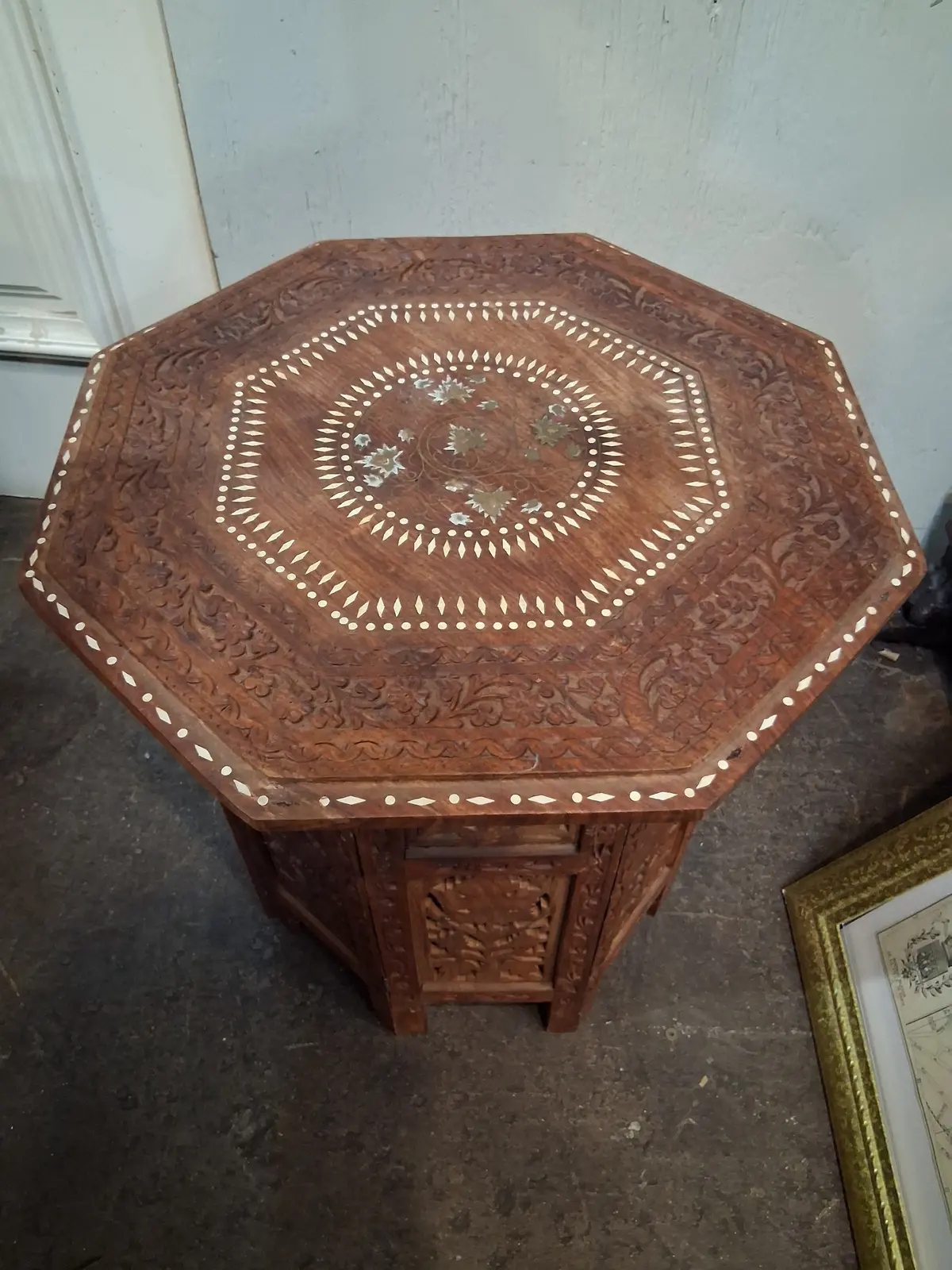 Indian Teak Octagon Side Table 1