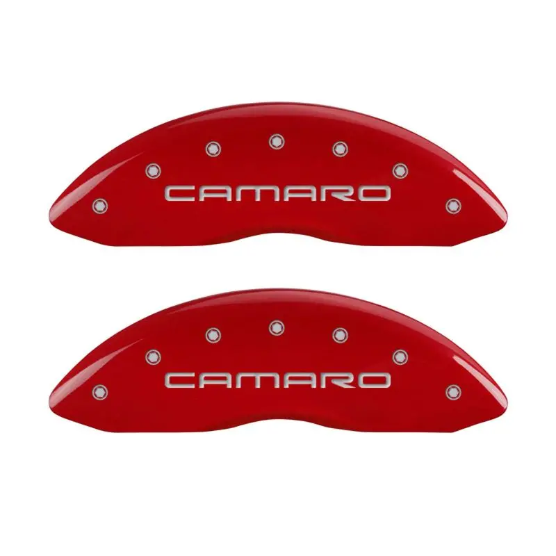 Mgp Engraved Caliper Covers – Front Gen 4/Camaro & Rear Gen 4/Ss, Red Finish With Silver Chrome Accents 1