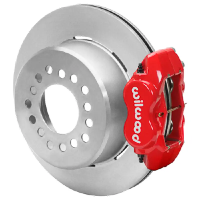 Wilwood Forged Dynapro Red 4-Piston Caliper With 12.19X0.81 Inch Plain Rotor For Chevy Monte Carlo 1