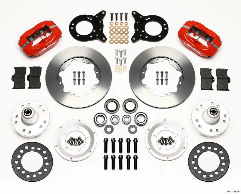 Wilwood Forged Dynalite Front Brake Kit – 11" Red Calipers, Compatible With 1970–1973 Mustang Disc/Drum Spindles 1