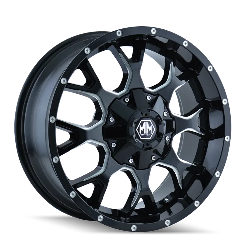 Mayhem 8015 Warrior Forged Wheel – 18X9", 5X114.3, +18Mm Offset, 87Mm Hub Bore, Black W/ Milled Spokes 1