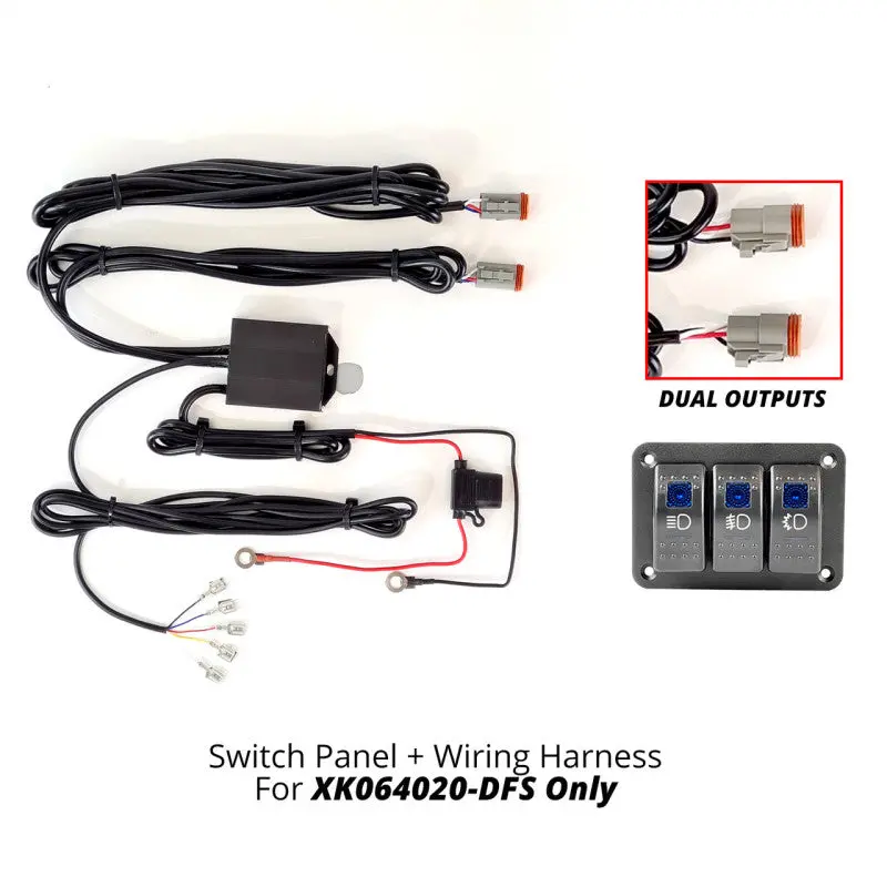 Xk Glow 3-Button Fog/Strobe Switch Panel With Dual Output Wiring Harness 1