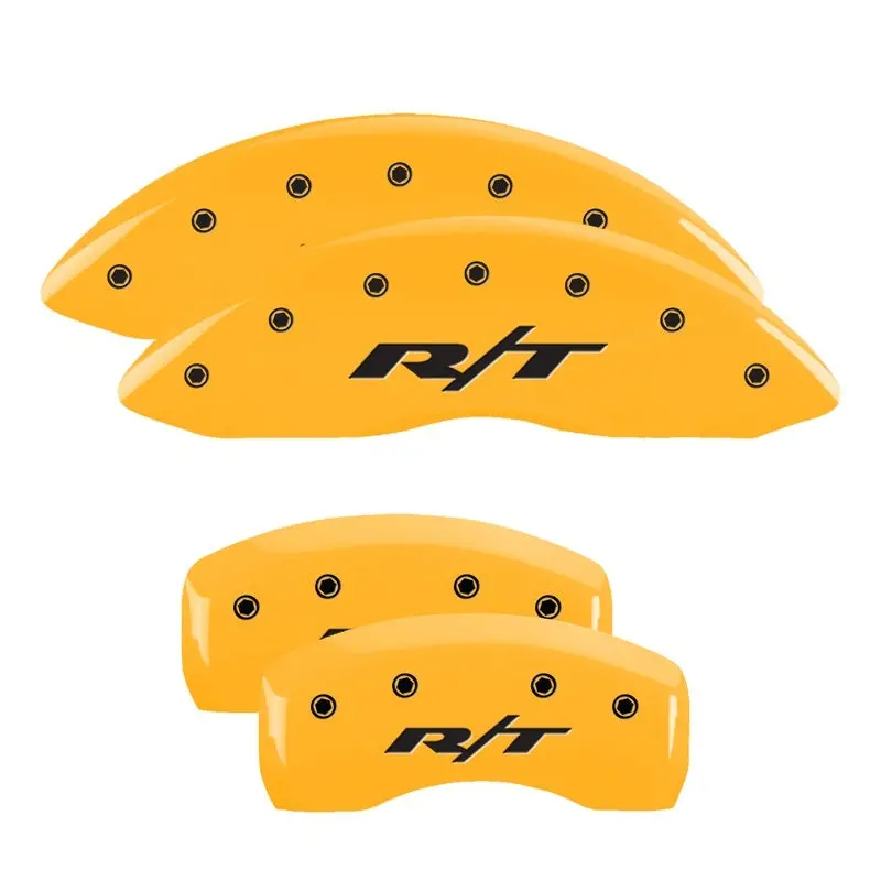 Mgp Engraved 4-Piston Caliper Covers For C5 Corvette – Front And Rear, Yellow Finish With Black Chrome Accents 2