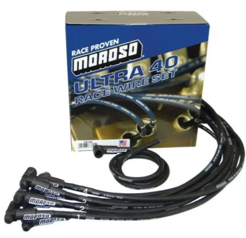 Moroso Ultra 40 Ignition Wire Set For Chevrolet Small Block Hei Distributors – Unsleeved, 135° Bend, Black 1