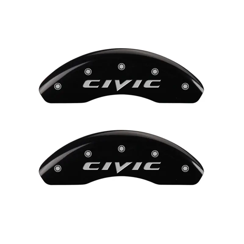 Mgp Engraved 4-Piston Caliper Covers – Front & Rear, Yellow Finish With Black Char For 2007 Honda Civic 1