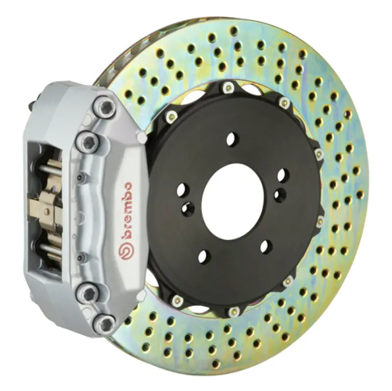 Brembo 00-02 Rs4 Rear Gt Bbk 4 Piston Cast 2Pc 328X28 2Pc Rotor Drilled-Silver 1