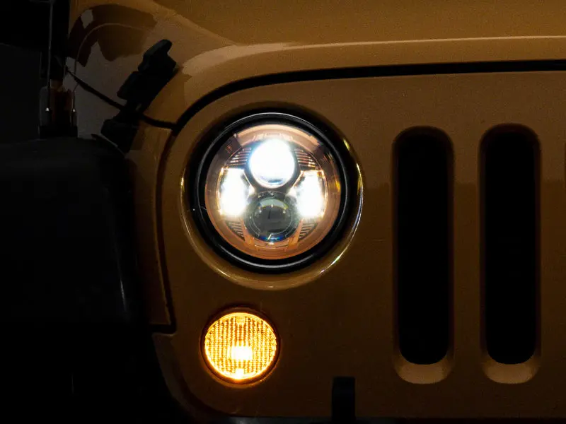 Raxiom 7-Inch Led Headlights With Orange Housing And Clear Lens For 2007–2018 Jeep Wrangler Jk 1